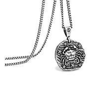 Speroto Collier zodiaque pour homme, en acier inoxydable avec pendentif en forme de 12 constellations, horoscope astrologie, Cadeaux de bijoux pour les femmes et les hommes (argent vintage, cancer)
