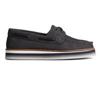Sperry Femmes Cuir Authentique Original Empilé Chaussures De Bateau Noires