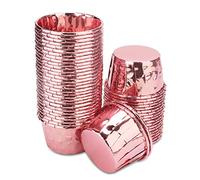 Spesh 50 Pièces Moules à Cupcake et Muffins Moule Muffins Aluminium Caissettes Cupcake Mini Moules Muffin Jetable pour Cupcake Muffin Mariage(Or-Rose)