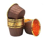 Spesh 50 Pièces Moules à Cupcake et Muffins Moule Muffins Papier Caissettes Cupcake Mini Moules Muffin Jetable pour Cupcake Muffin Mariage(Café-Or)