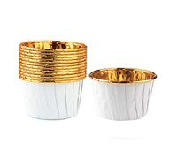 Spesh 50 Pièces Moules à Cupcake et Muffins Moule Muffins Papier Caissettes Cupcake Mini Moules Muffin Jetable pour Cupcake Muffin Mariage(Or-Blanc)