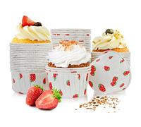 Spesh 50 Pièces Moules à Muffins Caissette Muffins Papier Moules à Cupcakes Jetables en Papier pour Fête,Noël,Mariage,Anniversaire(Fraises)