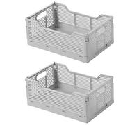Spesh Lot de 2 Caisses Rangement Pliable Casier Pliant Cagette Plastique Pliable Boîte de Rangement pour Cuisine, Bureau, Chambre(Gris, 30 x 20 x 12 cm)