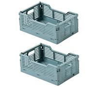 Spesh Lot de 2 Caisses Rangement Pliable Casier Pliant Cagette Plastique Pliable Boîte de Rangement pour Cuisine, Bureau, Chambre(Bleu, 22 x 15 x 9 cm)