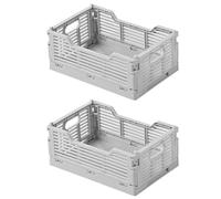 Spesh Lot de 2 Caisses Rangement Pliable Casier Pliant Cagette Plastique Pliable Boîte de Rangement pour Cuisine, Bureau, Chambre(Gris, 22 x 15 x 9 cm)
