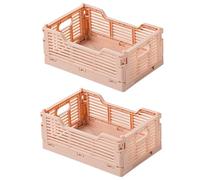 Spesh Lot de 2 Caisses Rangement Pliable Casier Pliant Cagette Plastique Pliable Boîte de Rangement pour Cuisine, Bureau, Chambre(Rose, 22 x 15 x 9 cm)