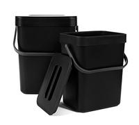 Spesh Lot de 2 Poubelle Suspendue de Cuisine(5L+3L) Poubelle de Table avec Couvercle Petite Poubelle en Plastique pour Cuisine,Salon,Chambre,Salle de Bains(Noir)