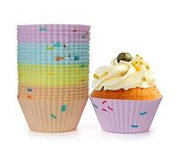 Spesh Lot de 24 Moules à Cupcakes en Silicone Caissettes Muffins en Silicone Individuel Moules à Cupcake Réutilisables, Durables et sans BPA(Violet+Bleu+Jaune+Orange)