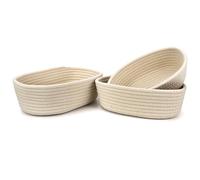Spesh Lot de 3 Paniers de Rangement Ovales en Corde Panier Tressé Corde pour Etagères Boite de Rangement pour Bureau, Tiroir, Placard, Salon (Blanc)