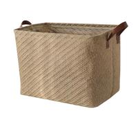 Spesh Panier de Rangement en Jute avec Poignées 38 x 27 x 28 cm Corbeille Rangement Panier Tissés Pliables pour Maison, Étagères, Salle de Bain(Texture Fine)
