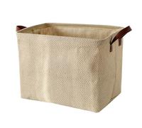 Spesh Panier de Rangement en Jute avec Poignées 38 x 27 x 28 cm Corbeille Rangement Panier Tissés Pliables pour Maison, Étagères, Salle de Bain(Texture Ondulée)