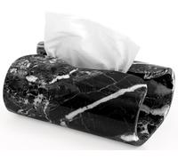 SPESHSTONES Boîte à mouchoirs en marbre 19 cm faite à la main Noire Rectangulaire pour la décoration de salle de bain moderne et l'organisateur de maison - Boîte décorative pour mouchoirs faciaux pour