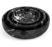 SPESHSTONES Ensemble de 3 bols en marbre faits à la main, petites assiettes noires et ensembles de bols pour mélanger et servir - Mini bols décoratifs et plats à sauce pour cuisine et salle à manger