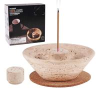 SPESHSTONES Porte-encens en marbre de 14 cm en travertin pour Sauge, bâtons et cônes Palo Santo - Attrape-Cendres, Bol à bavure pour Cadeaux, Yoga, méditation, Salon et décoration d'intérieur