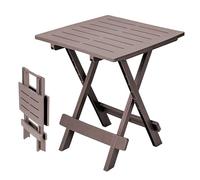 Spetebo Adige Table Pliante en Plastique 45 x 43 cm - Marron - Table d'Appoint de Jardin Pliable pour Camping, Thé, Balcon