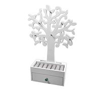 Spetebo Arbre à bijoux avec tiroir - Blanc - En bois