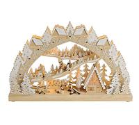 Spetebo Arche lumineuse LED en bois 45 x 28 cm - Motif enfants dans la forêt d'hiver - Arche lumineuse lumineuse pour fenêtre