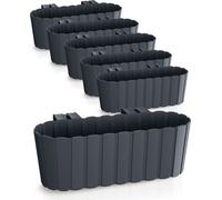Spetebo Bac à fleurs de balcon avec support 39 x 13 cm - 6 pièces - Pot à fleurs en plastique de balustrade en anthracite - Pot à fleurs de jardin à accrocher