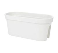 Spetebo Balustrade Jardinière ovale en plastique Blanc 60 x 25 cm | Balustrade Pot de fleurs en plastique à suspendre