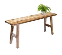 Spetebo Banc à fleurs rectangulaire en bois de teck naturel - 100 x 42 cm - Bois massif - Tabouret décoratif rustique - Support pour plantes - Banc en bois de décoration