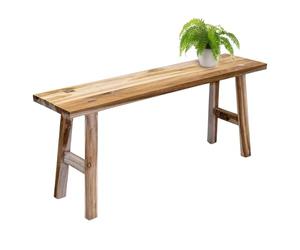 Spetebo Banc à fleurs rectangulaire en bois de teck naturel - 100 x 42 cm - Bois massif - Tabouret décoratif rustique - Support pour plantes - Banc en bois de décoration