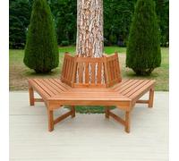 Spetebo Banc d'arbre en eucalyptus semi-circulaire huilé - 155 x 78 cm - Banc d'arbre en bois semi-naturel - Banc rond en bois massif résistant aux intempéries
