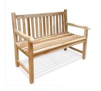 Spetebo Banc de jardin 2 places en teck avec accoudoirs - Charge maximale : 250 kg - 120 cm - Pour 2 personnes - En bois massif - Pour balcon, terrasse, jardin