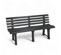 Spetebo Banc de jardin en plastique 3 places - 145 x 74 cm - Anthracite - Banc de jardin avec dossier - Résistant aux intempéries - Charge maximale : 200 kg - Banc de parking d'extérieur sans