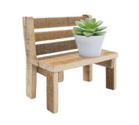 Spetebo Banc décoratif miniature en bois - 23 x 21 cm - Petit banc de fleurs décoratif naturel - Décoration de jardin Mini banc en bois Support pour plantes et fleurs Banc