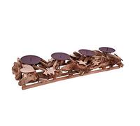 Spetebo Bougeoir en bois flotté pour 4 bougies - 50 x 12 x 8 cm - Assiette à bougie avec mèche - Décoration de table de Noël