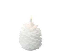 Spetebo Bougie en cire à LED - Motif pommes de pin - Blanc - 16 cm - Fonctionne avec piles et minuterie - Décoration de Noël - Bougie à motif pommes de pin - Sans flamme - Avec effet vacillant