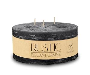 Spetebo Bougie ronde à 3 mèches XL - 15 cm - Non parfumée - Noir nuit - Grande bougie pilier avec une durée de combustion de 40 heures - Multimèche - Bougie de table ronde sans odeur