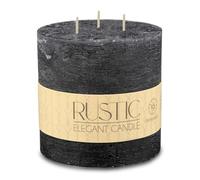 Spetebo Bougie ronde à 3 mèches XXL - 12 x 12 cm - Sans parfum - Noir nuit - Grande bougie pilier avec 65 heures de combustion - Multimèches, bougie de table, bougie bloc - Ronde et inodore