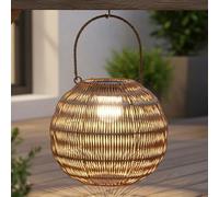 Spetebo Boule solaire pour extérieur, aspect tressé, avec ampoule LED, 27 cm, blanc chaud, avec arceau à suspendre, lampe solaire de jardin, éclairage décoratif de jardin