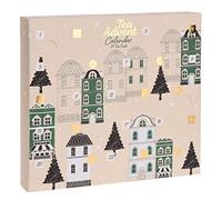 Spetebo Calendrier de l'Avent 2025 beige - 24 sachets de thé - Différents types de thé pour la période de Noël - Calendrier décoratif de l'Avent