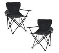 Spetebo Chaise de camping pliante avec porte-gobelet, lot de 2 - noir - Chaise de camping pliable avec sac de transport - Chaise pliante pour festival, loisirs, jardin, pêche - Siège résistant jusqu'à