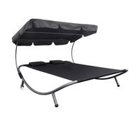 Spetebo Chaise longue double avec toit noir pour 2 personnes 199 x 174 cm