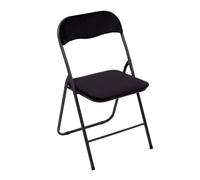 Spetebo Chaise pliante en métal avec dossier - Bleu - Moderne - Chaise d'invité avec rembourrage en velours - Rembourrée et pliable - Bleu / Noir