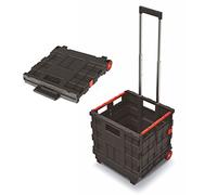 Spetebo Chariot de courses pliable en plastique avec roues - 35 l - Boîte de transport mobile avec poignée télescopique - Panier à provisions pliable - Transport de courses