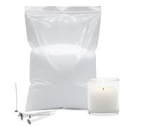 Spetebo Cire de paraffine blanche non parfumée de qualité supérieure avec 10 mèches - 1 kg - Granulés de cire inodore pour fondre et fabriquer des bougies - Cire de paraffine pour la fabrication de