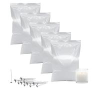 Spetebo Cire de paraffine blanche non parfumée de qualité supérieure avec 50 mèches - 5 kg - Granulés de cire inodore pour fondre et fabriquer des bougies - Cire de paraffine pour la fabrication de