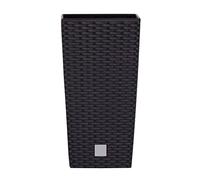 Spetebo Colonne de plantation carrée avec aspect tressé, 62 x 32 cm, anthracite, pot de fleurs de jardin avec insert pour plante - Pot de fleurs - Résistant aux intempéries