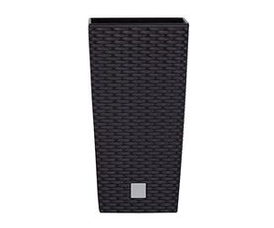 Spetebo Colonne de plantation carrée avec aspect tressé, 62 x 32 cm, anthracite, pot de fleurs de jardin avec insert pour plante - Pot de fleurs - Résistant aux intempéries