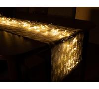 Spetebo® Coureur de table LED en fil flexible - 120 cm - Éclairage décoratif blanc chaud - Coureur de table de Noël, Avent, Hiver Décoration 50 LED Fonctionne sur piles