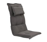 Spetebo Coussin d'assise facile à entretenir avec oreiller pour fauteuil à dossier haut - Portland - Housse de chaise de jardin grise avec sangle de maintien - Coussin de siège (Modèle 28)