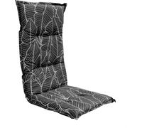 Spetebo Coussin facile d'entretien pour chaise à haut dossier - Feuilles - Coussin pour chaise de jardin gris avec sangle de maintien - Coussin d'assise Coussin pour chaise (modèle 22)