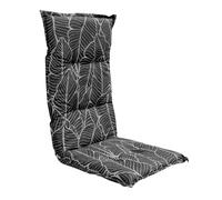 Spetebo Coussin facile d'entretien pour fauteuil à dossier haut, motif feuilles, gris avec sangle de maintien, modèle 22