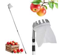Spetebo Cueille-fruits avec manche télescopique et sac collecteur avec couronne de cueillette - jusqu'à 240 cm - Cueille-fruits avec sac de récolte et tige télescopique - Aide à la récolte des fruits