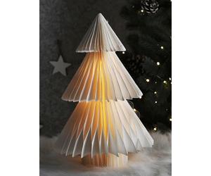 Spetebo Décoration de sapin de Noël en papier à LED - 30 cm - Pliable et éclairé à poser - Réutilisable - Blanc