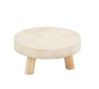 Spetebo Disque d'Arbre - Support pour Plantes Naturel Rond 20 cm - Petit Tabouret à Fleurs en Bois Avec 3 Pieds - Plateau pour Fleurs